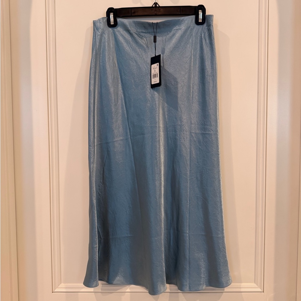 Rails Light Blue Satin Midi Skirt